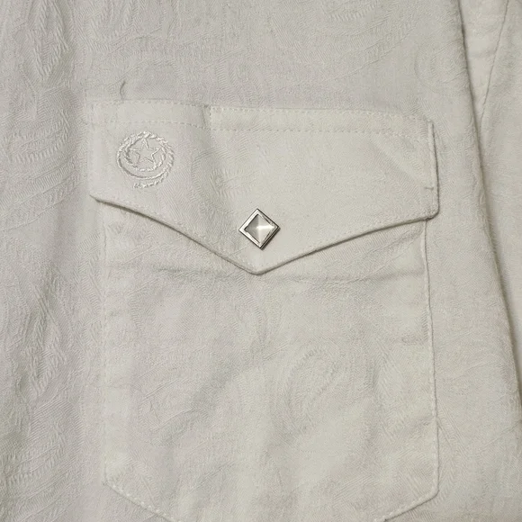 George Strait Wrangler Men's White Diamond Shape Pearl Snap Shirt - Picture 2 of 7